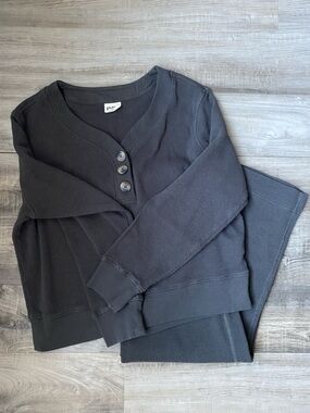 Pact women’s matching set grey Waffle knit organic cotton